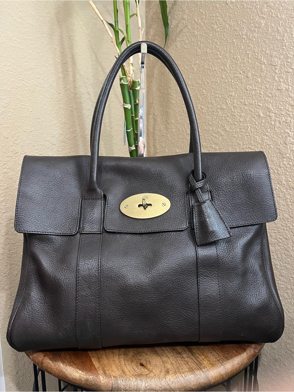 MULBERRY ESPRESSO LIGHTLY GRAINED LEATHER BAYSWATER